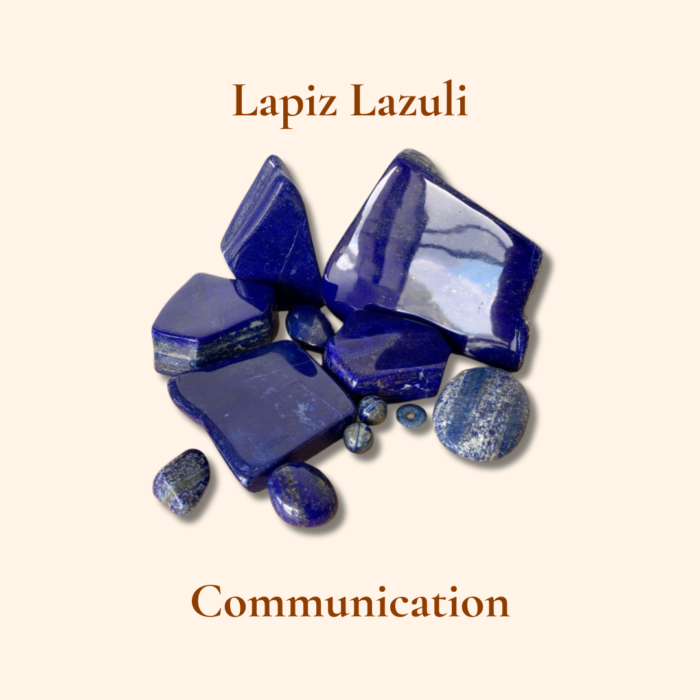 Blue Chandan Mala stones used for spiritual communication and meditation practices.